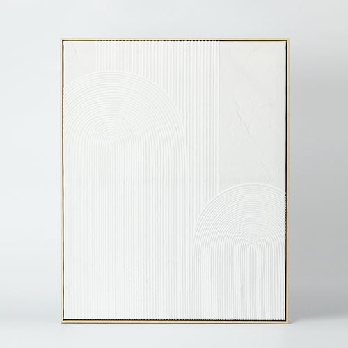 Toile abstraite blanche - Effet plâtre||White abstract canvas - Plaster effect