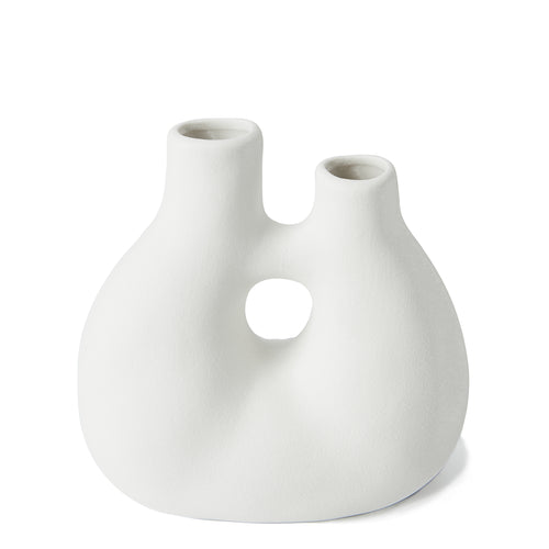 Vase double en grès - Blanc||Stoneware double vase - White