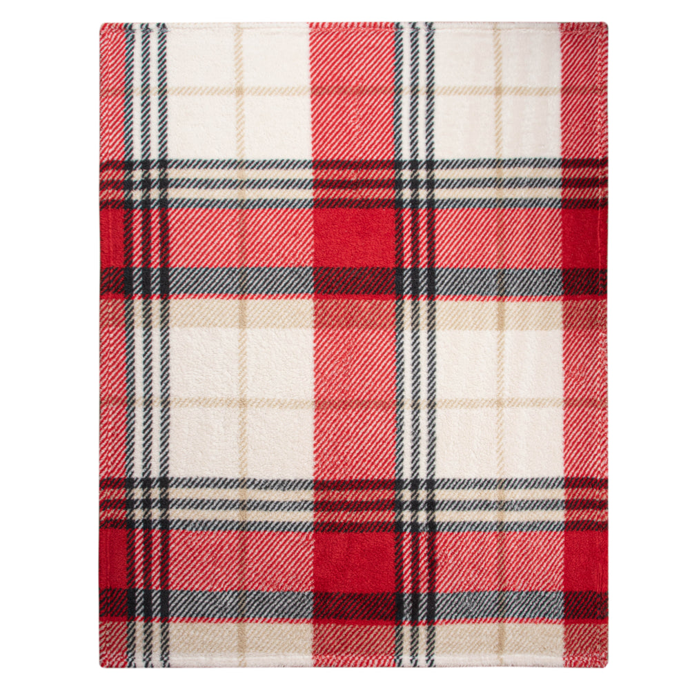 Jeté en sherpa - Carreaux rouges
