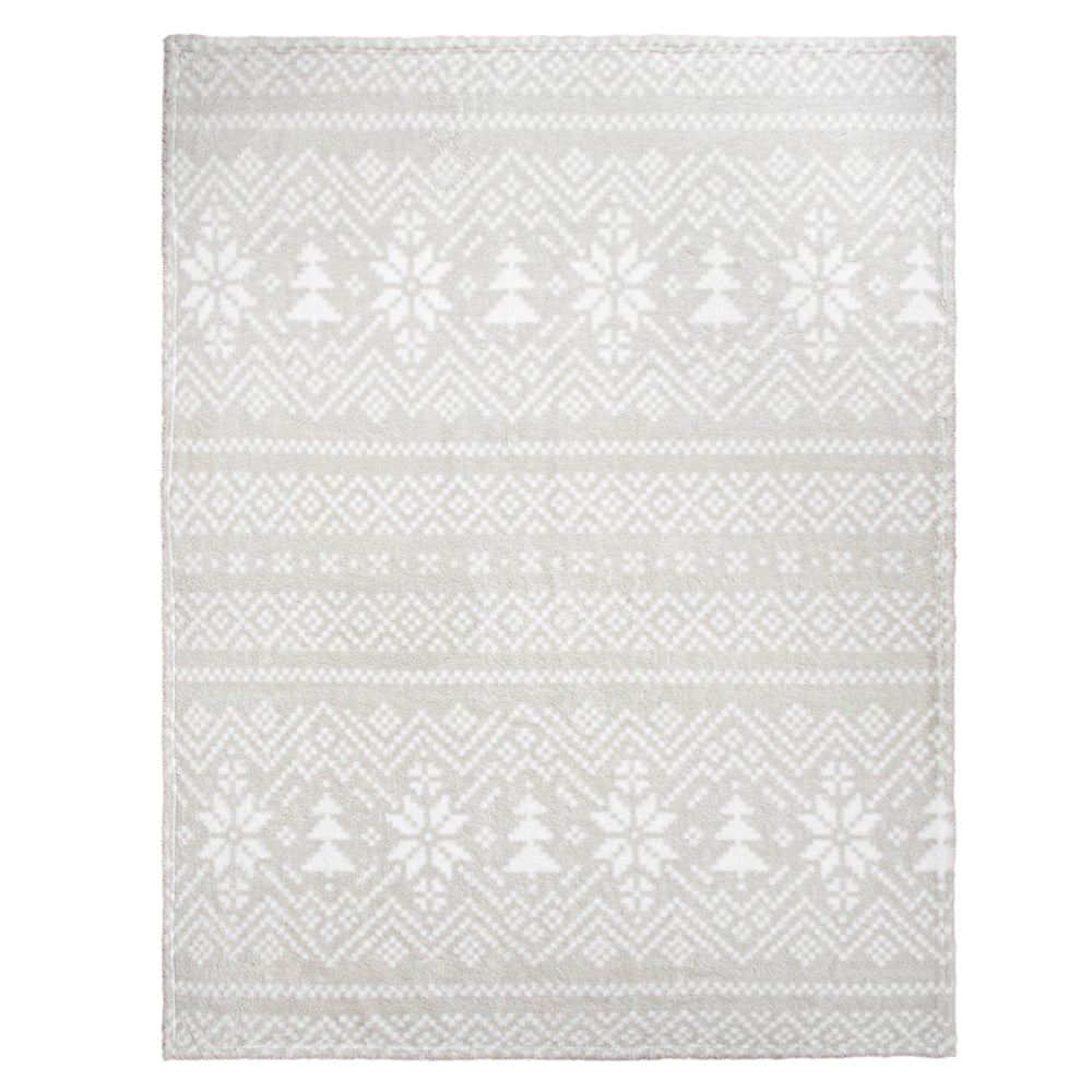 Jeté en sherpa - Sapins & flocons