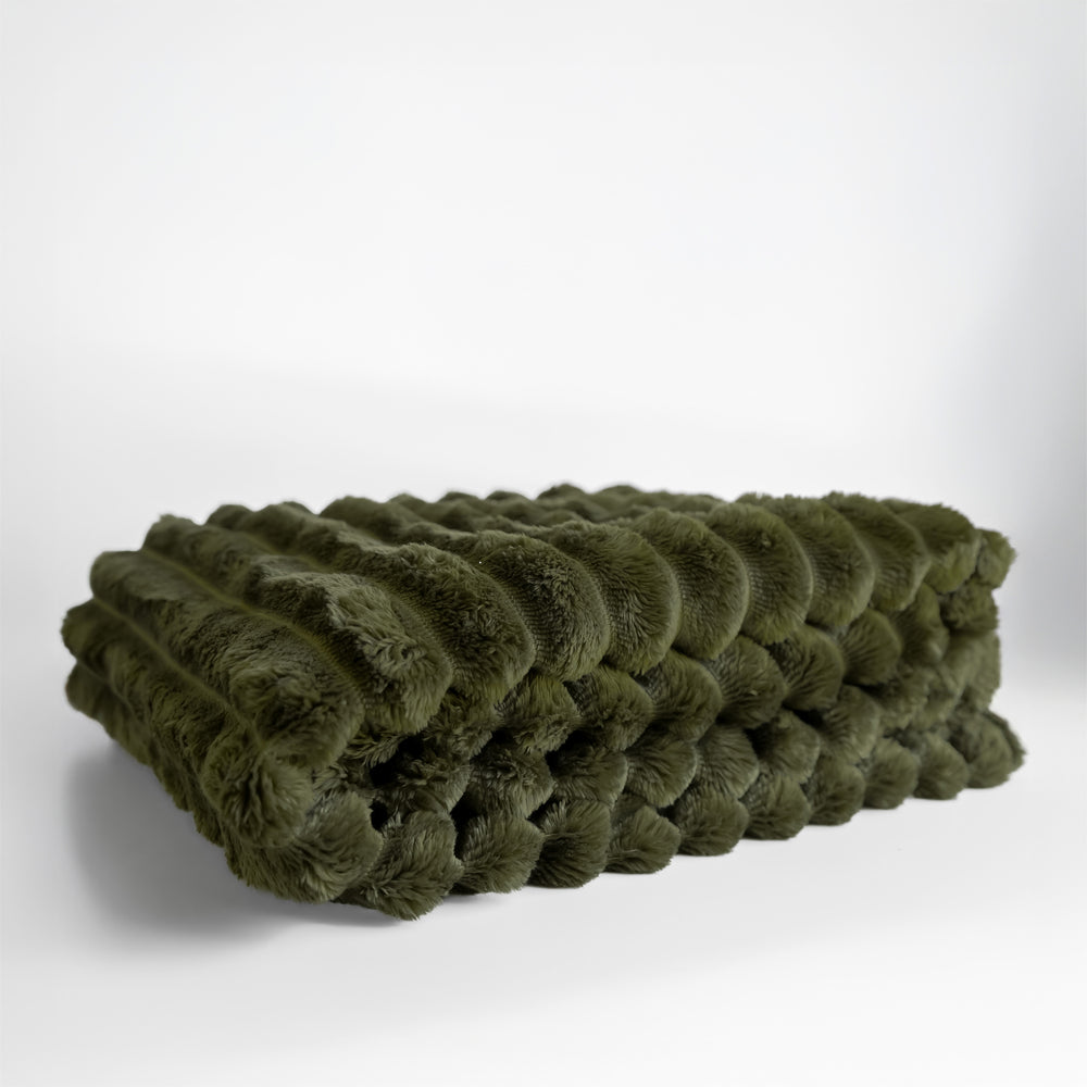 Jeté côtelé - Vert olive