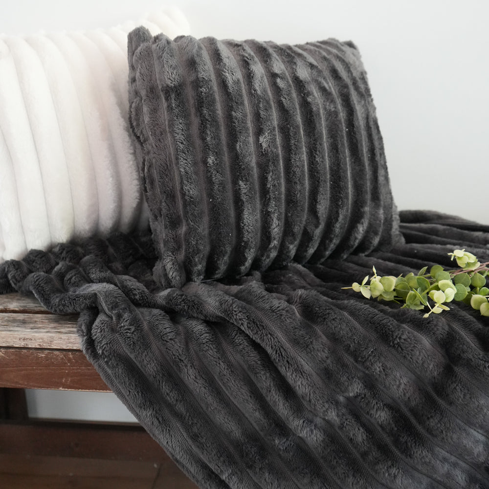 Jeté côtelé - Gris