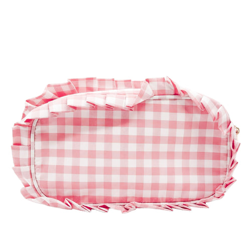 Plaid pouch - Pink & white