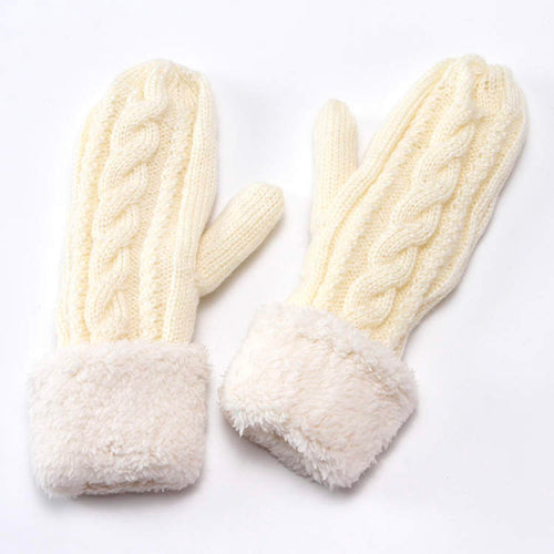 Mitaines en tricot - Ivoire||Knit mittens - Ivory