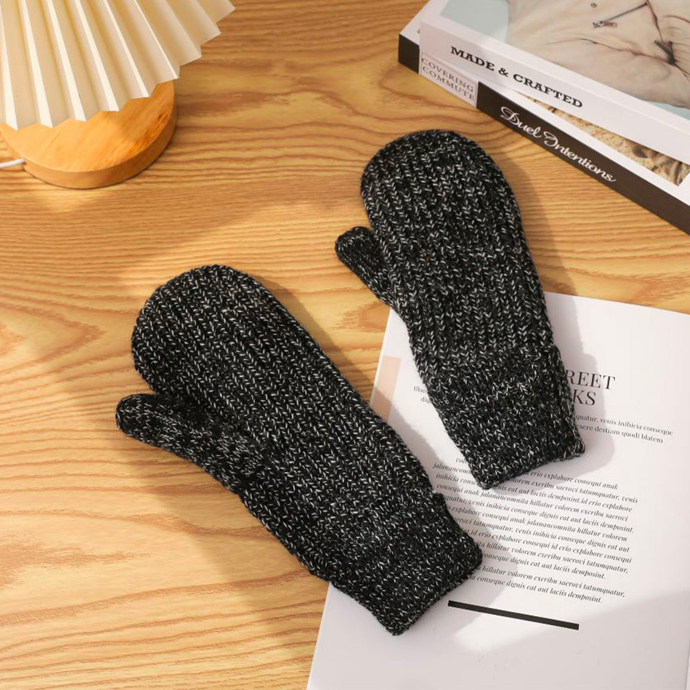 Mitaines en laine et en acrylique - Noire||Wool and acrylic mittens - Black