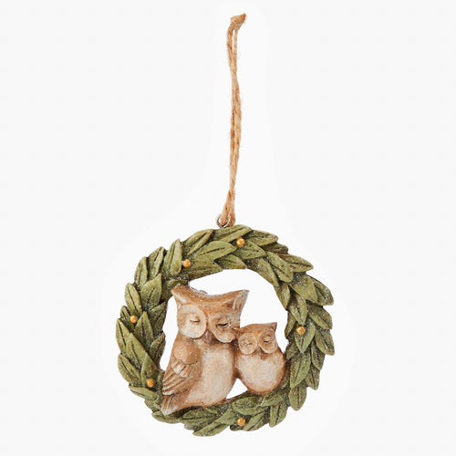Ornement couronne avec hiboux