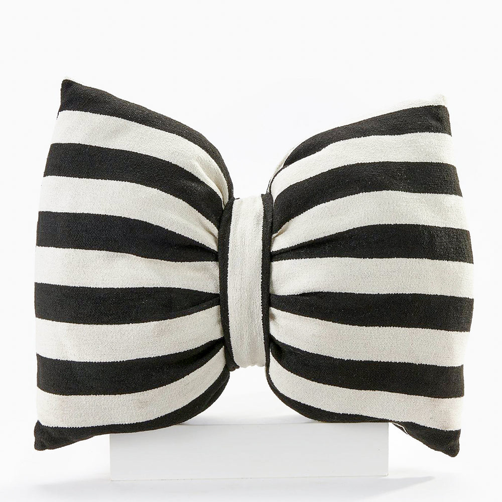 Black and white bow-shaped cushion