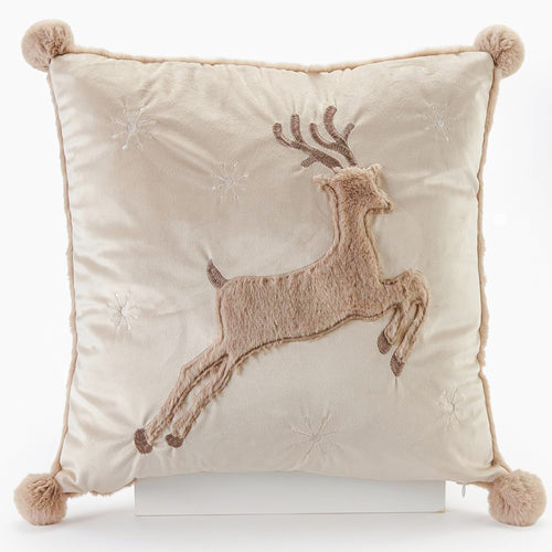 Pom-pom faux fur cushion - Reindeer