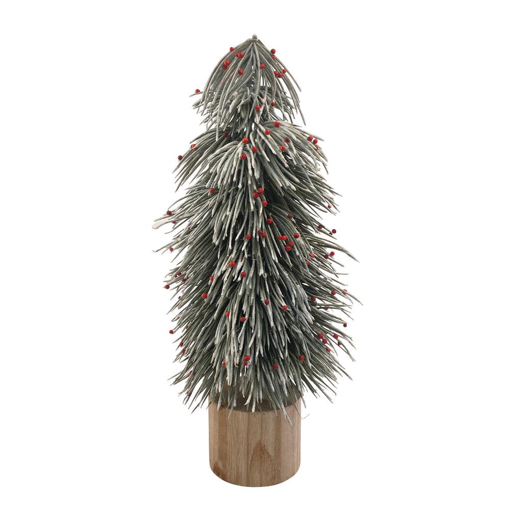 Sapin décoratif givré aux baies rouges