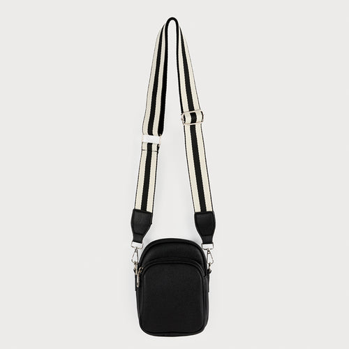 Black crossbody bag - Striped trim