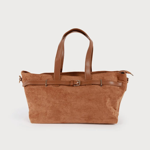 Faux suede hobo bag - Brown