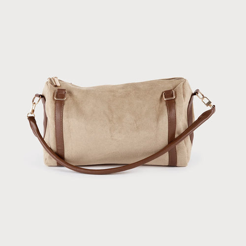 Faux suede travel bag - Beige