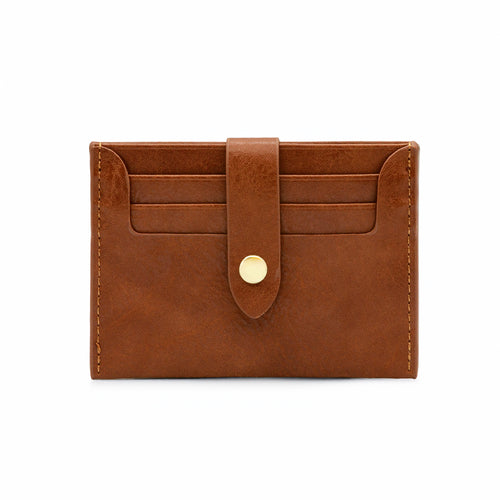 Card holder with snap button - Camel