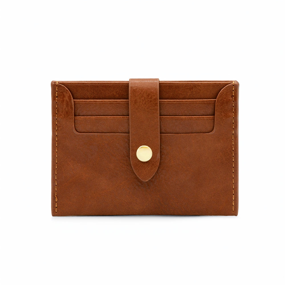Porte-cartes avec bouton pressoir - Camel