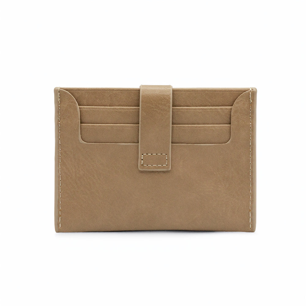 Porte-cartes avec bouton pressoir - Taupe