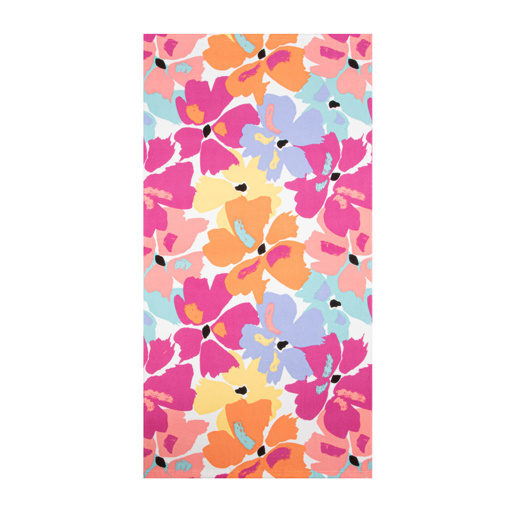 Ensemble de 2 serviettes de plage - Rayures florales