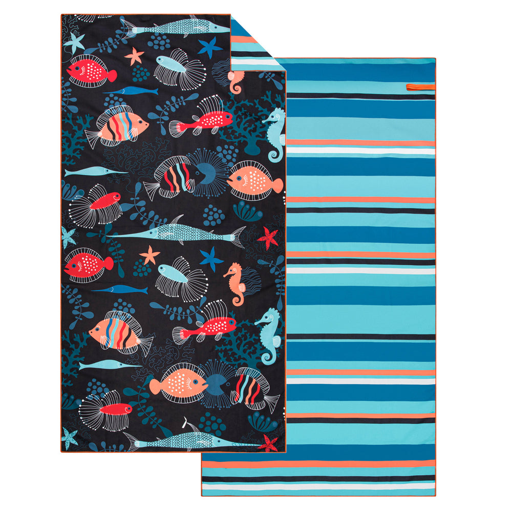 Reversible beach towel - Blue tropics