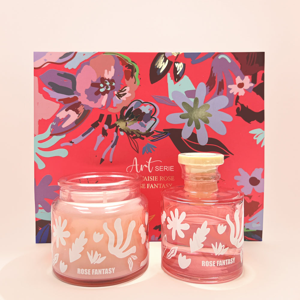 Diffuseur & chandelle - Fantaisie rose||Diffuser & candle - Rose fantasy