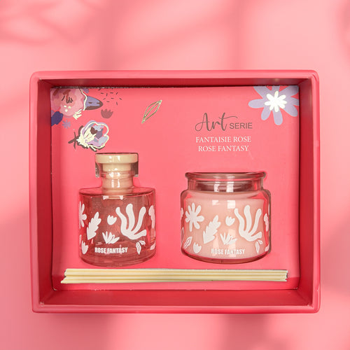 Diffuseur & chandelle - Fantaisie rose||Diffuser & candle - Rose fantasy