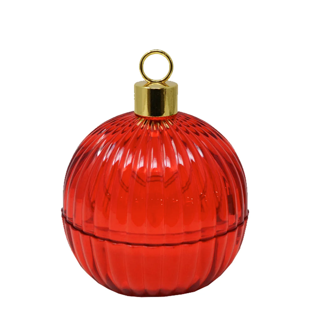 Red Christmas ball candle - Frosted cranberry