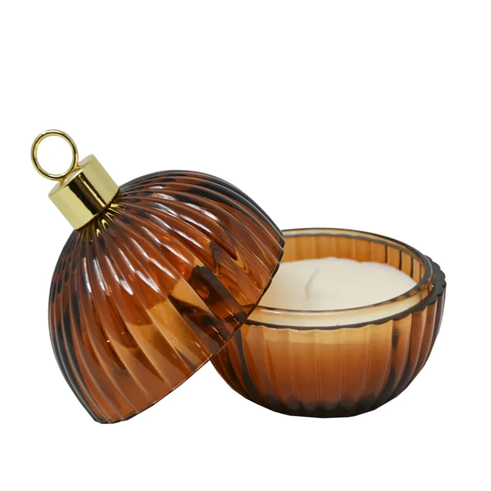 Amber Christmas ball candle - Apple & cinnamon