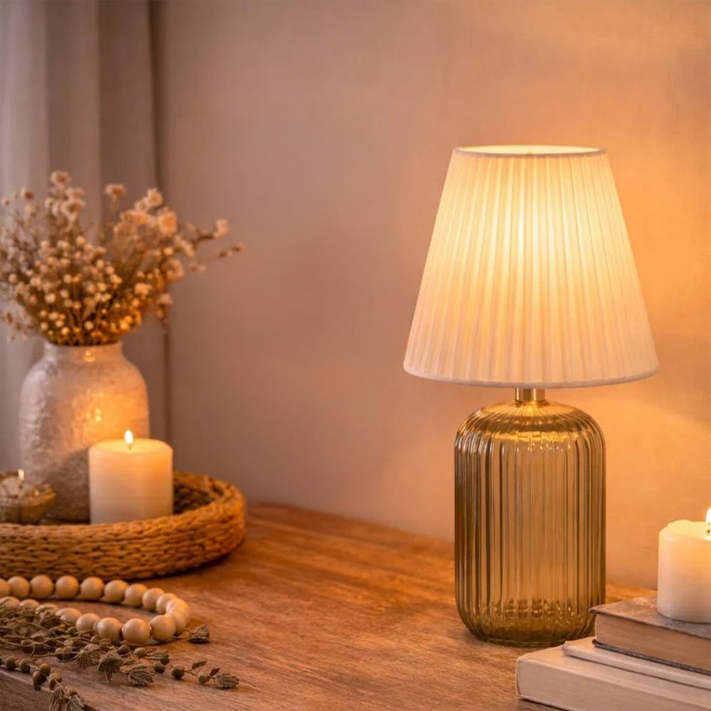 Petite lampe en verre striée - Clair