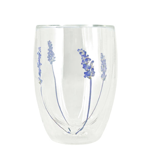 Verre double paroi à fleurs séchées - Lavande