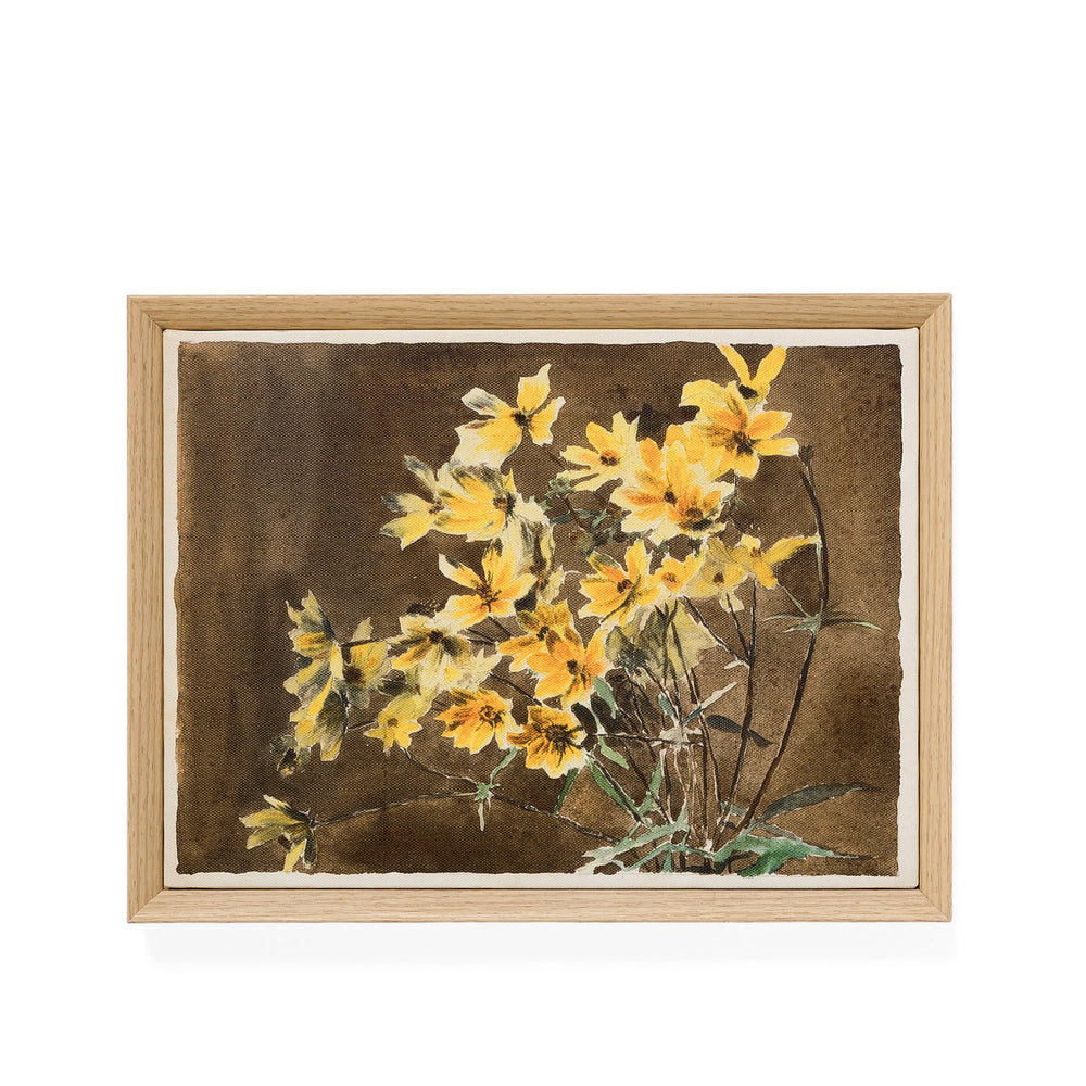Toile vintage - Fleurs jaunes