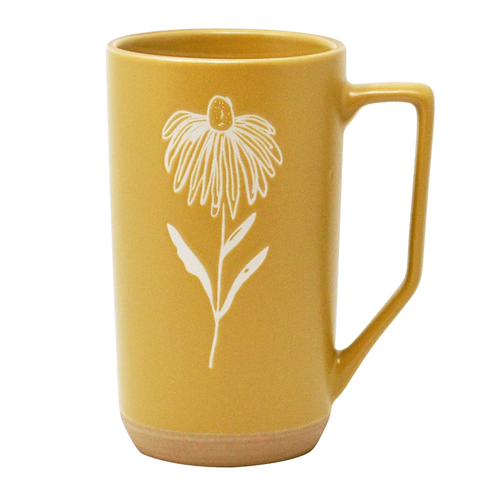 Grande tasse jaune - Fleur abstraite