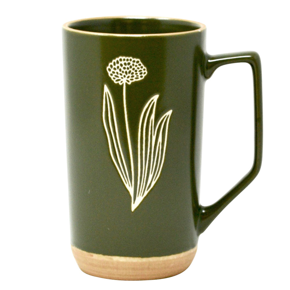 Grande tasse verte - Fleur abstraite