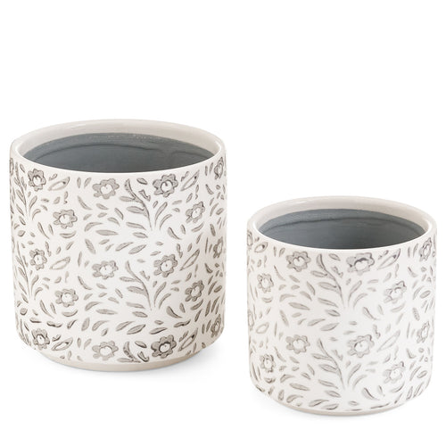 Pot en céramique - Fleurs imprimées