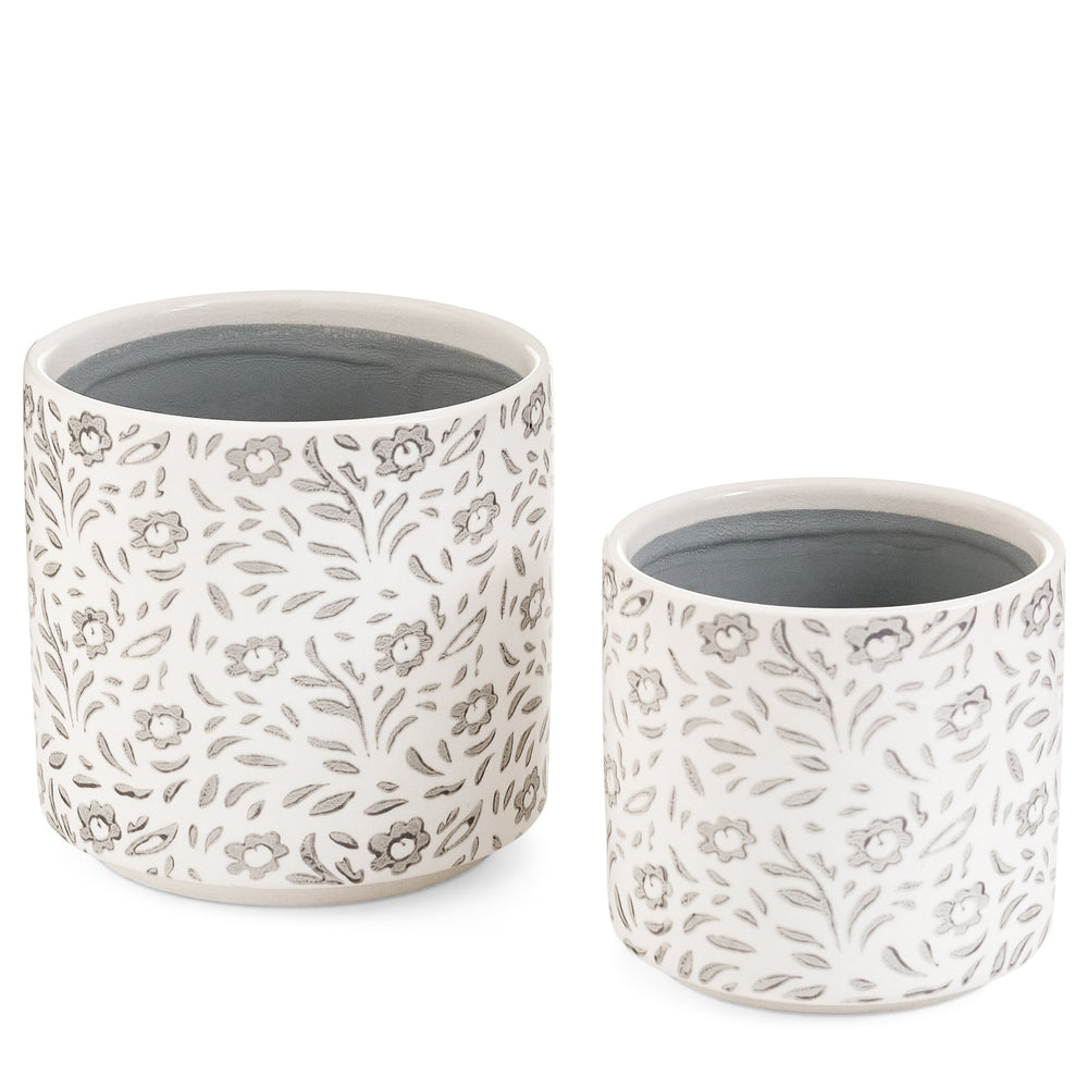 Pot en céramique - Fleurs imprimées