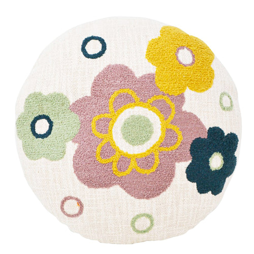 Coussin rond - Fleurs||Round cushion - Flower