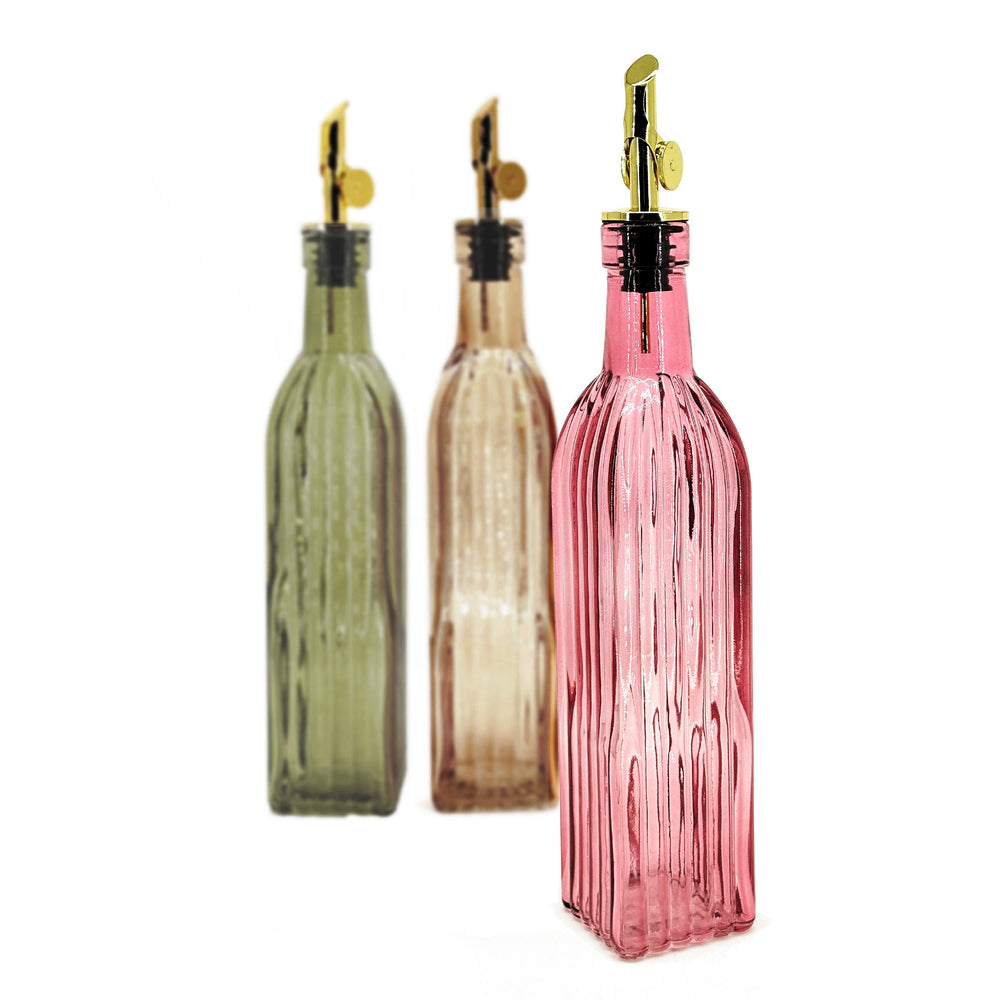 Oil or vinegar bottle - Pink amber