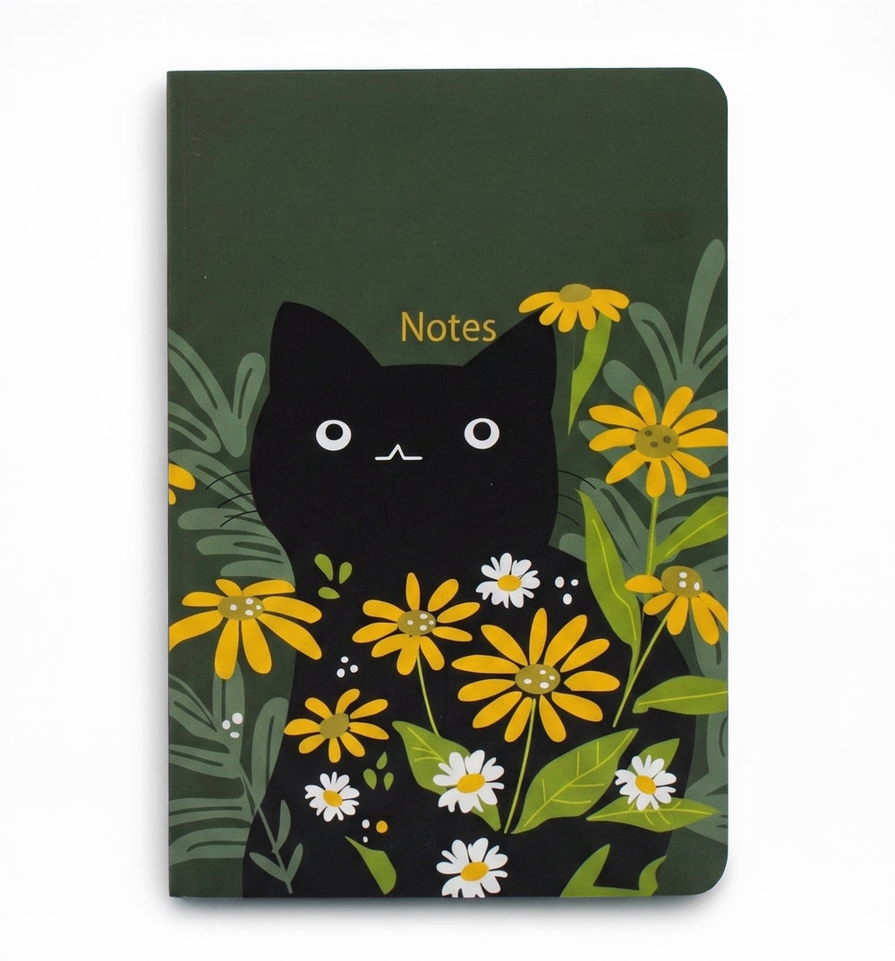 Carnet de notes - Chat fleuri