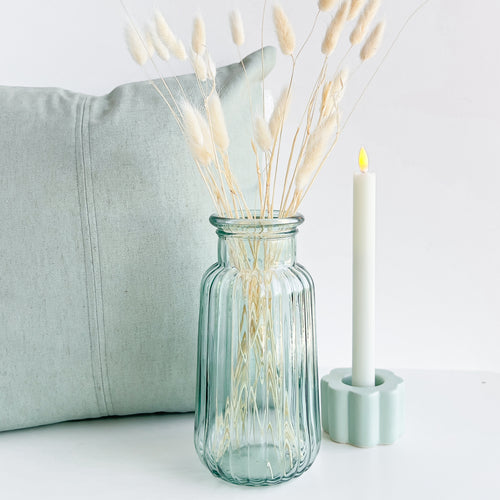 Vase en verre strié - Vert||Striped glass vase - Green