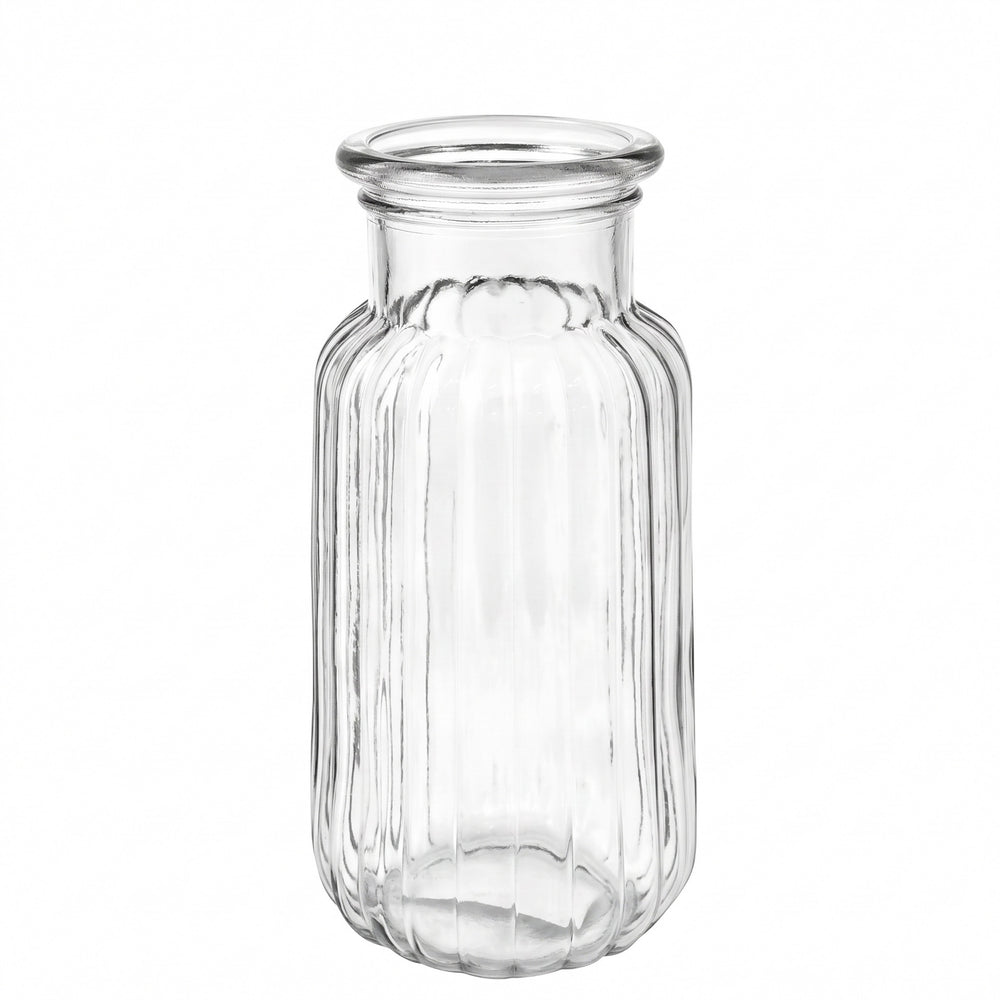 Vase en verre strié
