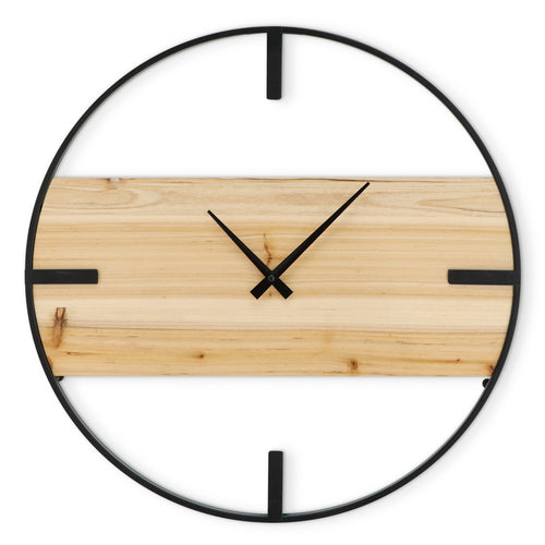 Horloge bois et métal - 20"||Metal and wood clock - 20"