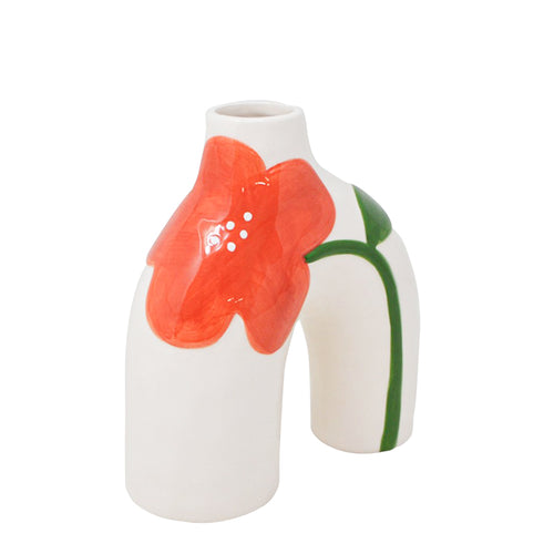 Vase en forme d'arche - Fleur rouge||Arch vase - Red flower