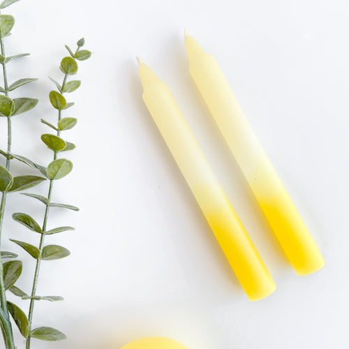 Duo de bougies jaune dégradé||Duo of shaded yellow candles