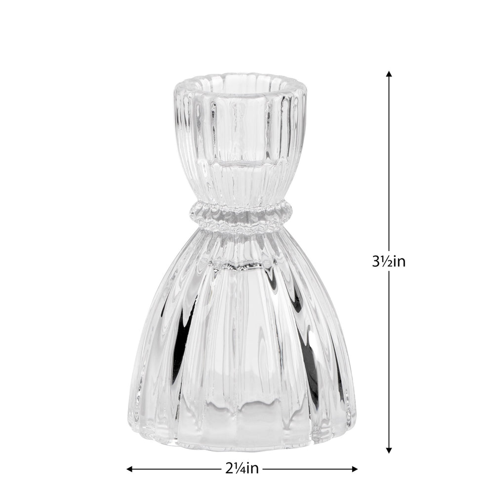 Porte-bougie en verre - Clair||Glass candle holder - Clear