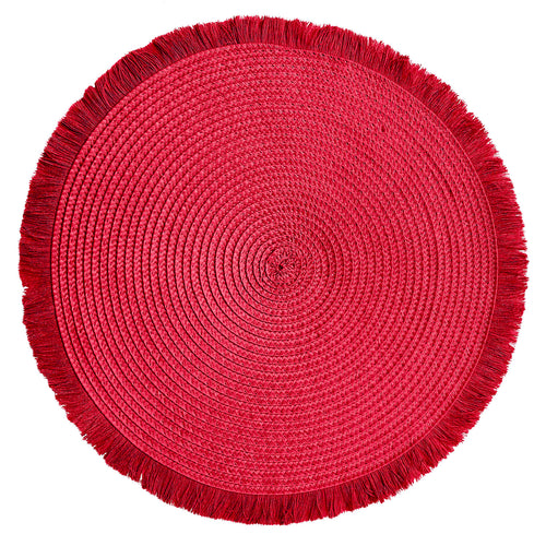 Napperon rond avec franges - Rouge||Round placemat with fringe - Red