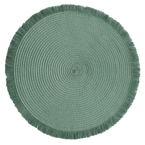 Napperon rond avec franges - Vert||Round placemat with fringe - Green
