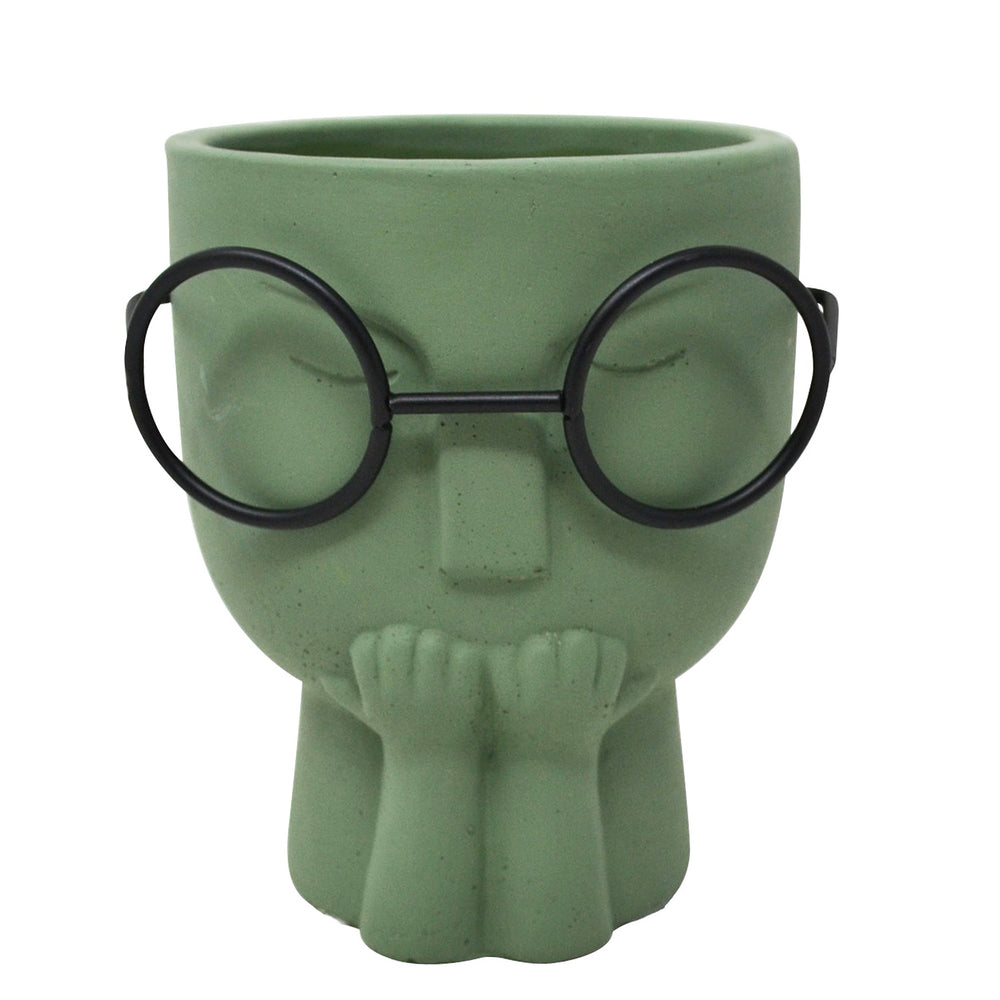 Pot vert - Forme de visage & lunettes
