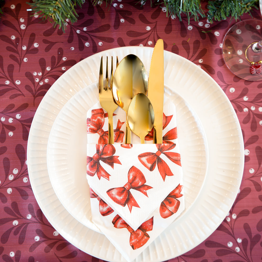 Serviettes de table - Boucles rouges