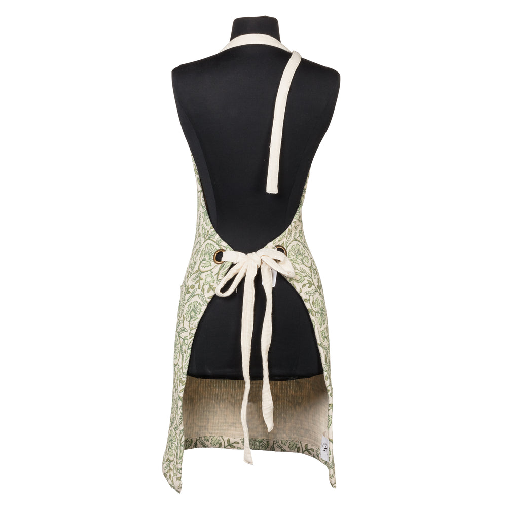 Beige & green apron - Floral patterns