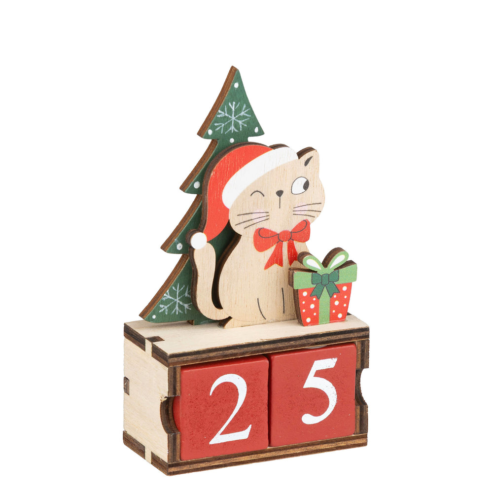 Calendrier de Noël en bois - Chat