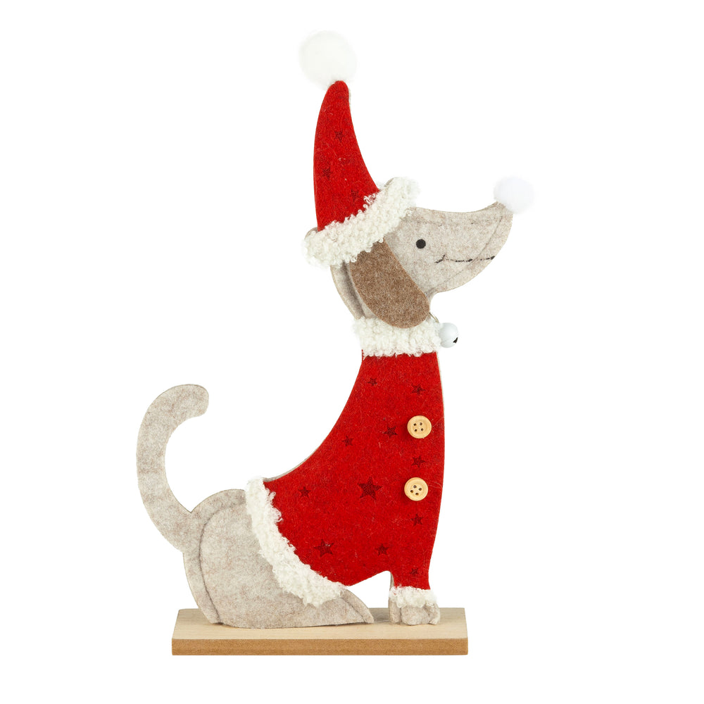 Chien saucisse de Noël - Assis