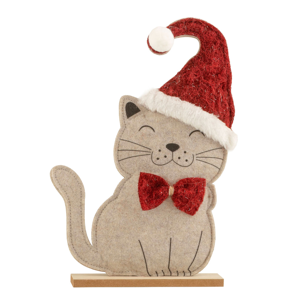 Decorative felt cat - Christmas hat