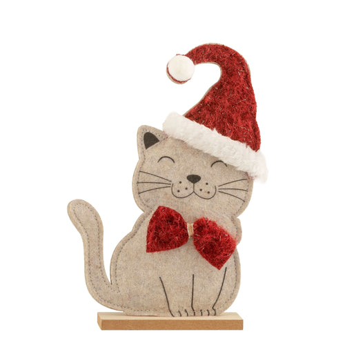 Small decorative felt cat - Christmas beanie